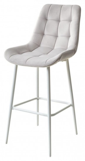 Барный стул ХОФМАН, цвет H-09 Светло-серый, велюр / белый каркас М-City в Менделеевске - mendeleevsk.ok-mebel.com | фото 1
