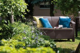 Диван пластиковый Корфу (Corfu love seat) коричневый - серо-бежевый* в Менделеевске - mendeleevsk.ok-mebel.com | фото 4
