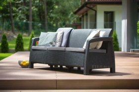 Диван пластиковый Корфу Макс (Corfu love seat max) графит в Менделеевске - mendeleevsk.ok-mebel.com | фото 3