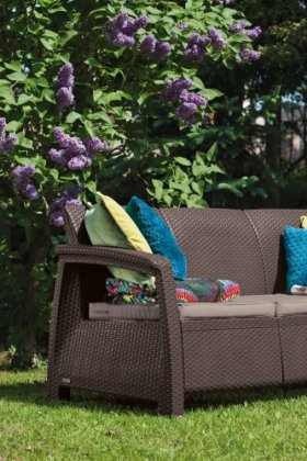 Диван пластиковый Корфу Макс (Corfu love seat max) коричневый в Менделеевске - mendeleevsk.ok-mebel.com | фото 2