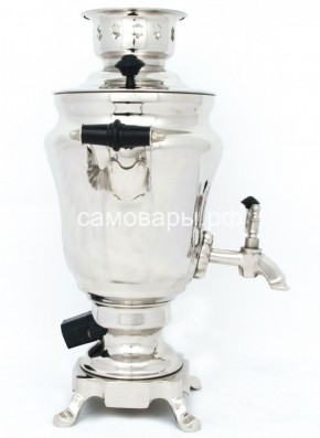 Электрический самовар из латуни никелированный на 1,5 литра форма "Тюльпан" с защитой от выкипания в Менделеевске - mendeleevsk.ok-mebel.com | фото 3