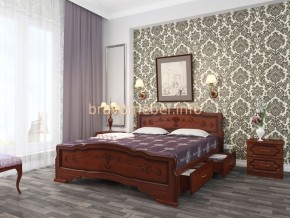 КАРИНА-6 Кровать из массива 1400 (Орех) с 2-мя ящиками в Менделеевске - mendeleevsk.ok-mebel.com | фото