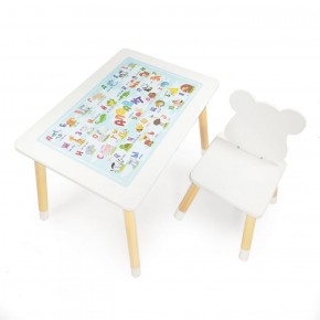 Комплект детской мебели стол и стул Мишутка с накладкой Алфавит (Белый/Белый/Береза) в Менделеевске - mendeleevsk.ok-mebel.com | фото 2