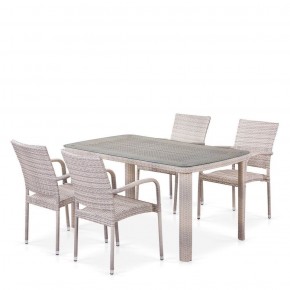 Комплект плетеной мебели T256C/Y376C-W85 Latte (4+1) + подушки на стульях в Менделеевске - mendeleevsk.ok-mebel.com | фото
