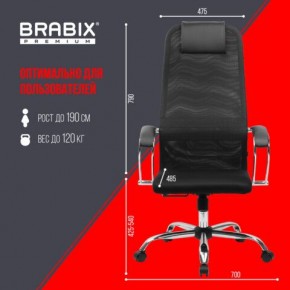 Кресло BRABIX PREMIUM "Ultimate EX-800" хром, плотная двойная сетка Х2, черное, 532911 в Менделеевске - mendeleevsk.ok-mebel.com | фото 6