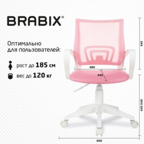 Кресло BRABIX "Fly MG-396W", с подлокотниками, пластик белый, сетка, розовое, 533008 в Менделеевске - mendeleevsk.ok-mebel.com | фото 5