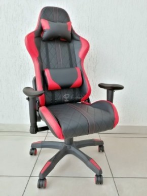 Кресло геймерское Barneo K-52 (черная экокожа красные вставки) в Менделеевске - mendeleevsk.ok-mebel.com | фото