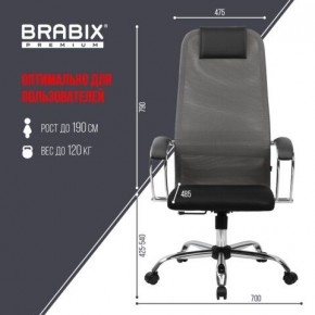 Кресло офисное BRABIX PREMIUM "Ultimate EX-800" хром, плотная двойная сетка Х2, черное/серое, 532912 в Менделеевске - mendeleevsk.ok-mebel.com | фото 3