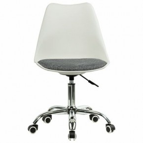 Кресло стул BRABIX "Eames MG-310 CH", хром, пластик белый, ткань серая, 532924 в Менделеевске - mendeleevsk.ok-mebel.com | фото