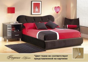 Кровать 1400 Феодосия со стразами в ткани "Конфетти кофе" (коричневый) серия Норма (+основание на опорах) в Менделеевске - mendeleevsk.ok-mebel.com | фото