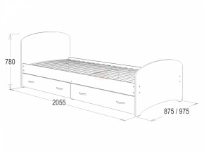 Кровать-6 одинарная с 2-мя ящиками (800*2000) в Менделеевске - mendeleevsk.ok-mebel.com | фото 2