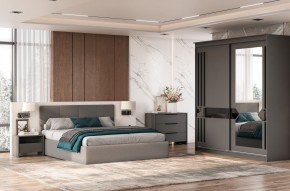 Кровать двойная №4 с основанием (Серый) в Менделеевске - mendeleevsk.ok-mebel.com | фото 3