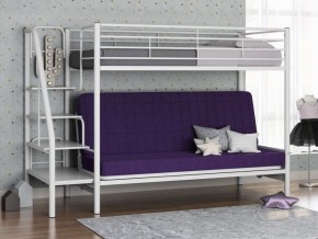 Кровать двухъярусная с диваном "Мадлен-3" (Белый/Фиолетовы) в Менделеевске - mendeleevsk.ok-mebel.com | фото 1