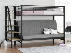 Кровать двухъярусная с диваном "Мадлен-3" (Черный/Серый) в Менделеевске - mendeleevsk.ok-mebel.com | фото