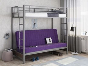 Кровать двухъярусная с диваном "Мадлен" (Серый/Фиолетовый) в Менделеевске - mendeleevsk.ok-mebel.com | фото 1
