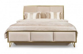 Кровать Lara 1600 с мягким изголовьем + основание (белый глянец) в Менделеевске - mendeleevsk.ok-mebel.com | фото