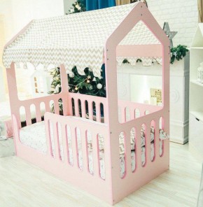 Кровать-домик без ящика 800*1600 (Розовый) в Менделеевске - mendeleevsk.ok-mebel.com | фото