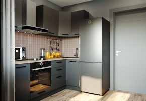 Кухня угловая Антрацит 2200х1000 (Стол. 38мм) в Менделеевске - mendeleevsk.ok-mebel.com | фото