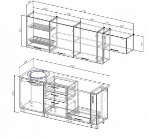 Кухонный гарнитур Антрацит 2550 (Стол. 26мм) в Менделеевске - mendeleevsk.ok-mebel.com | фото 2