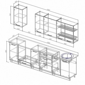 Кухонный гарнитур Антрацит 2800 (Стол. 26мм) в Менделеевске - mendeleevsk.ok-mebel.com | фото 2