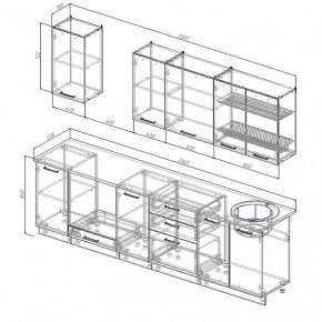 Кухонный гарнитур Антрацит 2800 (Стол. 38мм) в Менделеевске - mendeleevsk.ok-mebel.com | фото 3