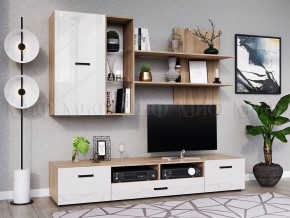 Нэнси New Тумба ТВ ЛДСП (2дв.+1ящ.) Белый глянец/Сонома в Менделеевске - mendeleevsk.ok-mebel.com | фото 3