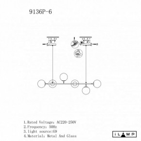 Подвесная люстра iLamp Golden 9136P/6 BK-WH в Менделеевске - mendeleevsk.ok-mebel.com | фото 3