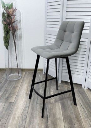 Полубарный стул CHILLI-QB SQUARE светло-серый #26, велюр / черный каркас (H=66cm) М-City в Менделеевске - mendeleevsk.ok-mebel.com | фото 2