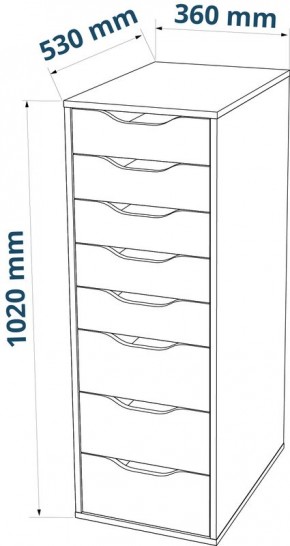 S01415 Ингар 8 комод 36x102x53, серо-бирюзовый в Менделеевске - mendeleevsk.ok-mebel.com | фото