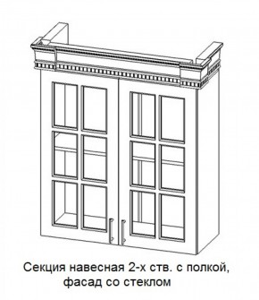 Секция навесная 2-х ств. с полкой "Верона", фасад со стеклом (800) в Менделеевске - mendeleevsk.ok-mebel.com | фото