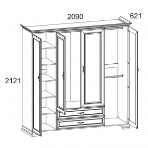 Шкаф 4D2S Z, TIFFANY, цвет вудлайн кремовый в Менделеевске - mendeleevsk.ok-mebel.com | фото 2