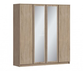 Шкаф 4х дверный с зеркалами Веста СБ-3082 (Дуб Сонома) в Менделеевске - mendeleevsk.ok-mebel.com | фото