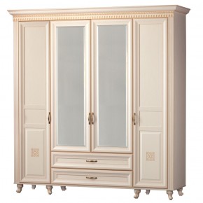 Шкаф для одежды 4-дверный с зеркалом №493 Марлен кремовый белый в Менделеевске - mendeleevsk.ok-mebel.com | фото