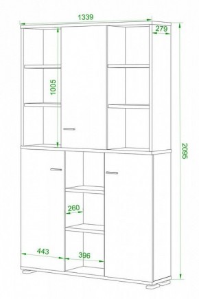 Шкаф книжный Домино ПУ-40-3 в Менделеевске - mendeleevsk.ok-mebel.com | фото 2