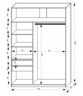 Шкаф-купе 1600 серии SOFT D1+D3+B2+PL1 (2 ящика+1штанга) профиль «Графит» в Менделеевске - mendeleevsk.ok-mebel.com | фото 3