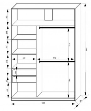 Шкаф-купе 1600 серии SOFT D8+D2+B2+PL4 (2 ящика+F обр.штанга) профиль «Графит» в Менделеевске - mendeleevsk.ok-mebel.com | фото 2