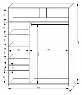 Шкаф-купе 1800 серии SOFT D1+D3+B2+PL1 (2 ящика+1штанга) профиль «Графит» в Менделеевске - mendeleevsk.ok-mebel.com | фото 3