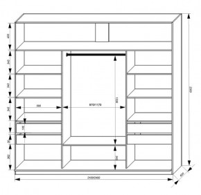 Шкаф-купе 2100 серии SOFT D2+D7+D3+B22+PL2 (по 2 ящика лев/прав+1штанга+1полка) профиль «Графит» в Менделеевске - mendeleevsk.ok-mebel.com | фото 3