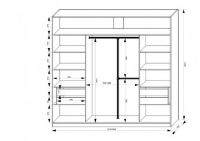 Шкаф-купе 2150 серии NEW CLASSIC K4+K4+K4+B22+PL4(по 2 ящика лев/прав+F обр.штанга) профиль «Капучино» в Менделеевске - mendeleevsk.ok-mebel.com | фото 3