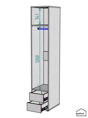 Шкаф Linnea MHR-1PO-3 2050х400х510 (Белый-М 11.1.1) в Менделеевске - mendeleevsk.ok-mebel.com | фото 3