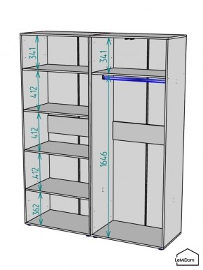 Шкаф Linnea MHR-4PO-1 2050х1600х510 (Белый-М 11.1.1) в Менделеевске - mendeleevsk.ok-mebel.com | фото 3