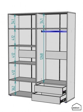 Шкаф Linnea MHR-4PO-2 2050х1600х510 (Белый-М 11.1.1) в Менделеевске - mendeleevsk.ok-mebel.com | фото 3