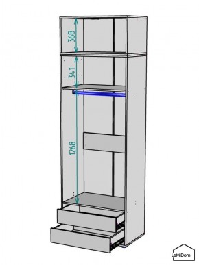 Шкаф с антресолью Linnea MHR-2A-3 2450х800х510 (Графит-М 11.1.25) в Менделеевске - mendeleevsk.ok-mebel.com | фото 3