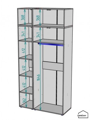 Шкаф с антресолью Linnea MHR-3A-1 2450х1200х510 (Графит-М 11.1.25) в Менделеевске - mendeleevsk.ok-mebel.com | фото 3