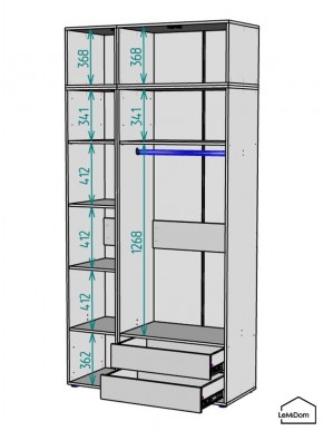 Шкаф с антресолью Linnea MHR-3A-2 2450х1200х510 (ДВ-М 11.1.25) в Менделеевске - mendeleevsk.ok-mebel.com | фото 3
