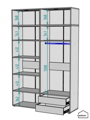 Шкаф с антресолью Linnea MHR-4A-2 2450х1600х510 (ДВ-М 11.1.25) в Менделеевске - mendeleevsk.ok-mebel.com | фото 3