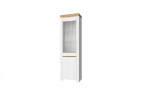 Шкаф с витриной  1V1D, TAURUS, цвет белый/дуб вотан в Менделеевске - mendeleevsk.ok-mebel.com | фото