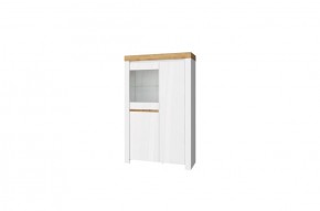 Шкаф с витриной 1V2D, TAURUS, цвет белый/дуб вотан в Менделеевске - mendeleevsk.ok-mebel.com | фото 1