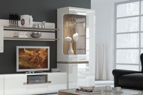 Шкаф с витриной 3D/TYP 01L, LINATE ,цвет белый/сонома трюфель в Менделеевске - mendeleevsk.ok-mebel.com | фото 6