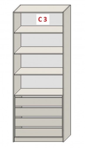 Шкаф СТАНДАРТ С3 4 ящика серия "ГЕСТИЯ" (Бело-серый/Дуб Небраска натуральный ) 800*520*2300 в Менделеевске - mendeleevsk.ok-mebel.com | фото 2